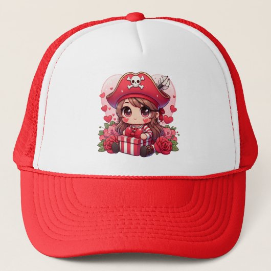 かわいいバレンタインデーの海賊 キャップ (正面)