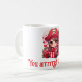 かわいいバレンタインデーの海賊 コーヒーマグカップ (正面左)