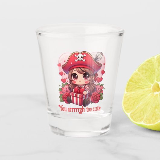 かわいいバレンタインデーの海賊 ショットグラス (正面)