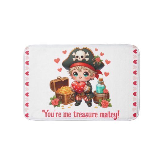 かわいいバレンタインデーの海賊 バスマット (正面)