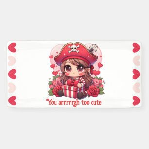 かわいいバレンタインデーの海賊 横断幕