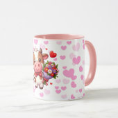 かわいいバレンタインデーの牛 マグカップ (正面右)