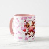 かわいいバレンタインデーの牛 マグカップ (正面左)