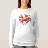 かわいいバレンタインデーの牛 Tシャツ (正面)