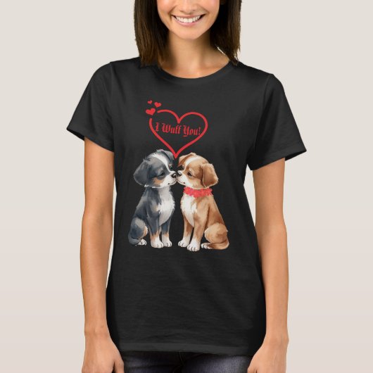 かわいいバレンタインデーの犬おりがみグリーティングカード Tシャツ (正面)