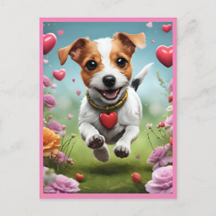 かわいいバレンタインデーの犬はがき ポストカード