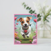 かわいいバレンタインデーの犬はがき ポストカード (スタンド正面)