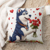 かわいいバレンタインデーの犬 クッション (ブランケット)