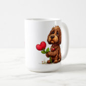 かわいいバレンタインデーの犬 コーヒーマグカップ (正面右)