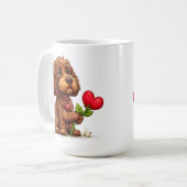 かわいいバレンタインデーの犬 コーヒーマグカップ (正面左)