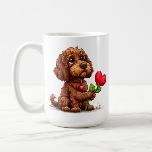 かわいいバレンタインデーの犬 コーヒーマグカップ (左)