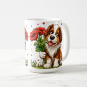 かわいいバレンタインデーの犬 コーヒーマグカップ (正面右)