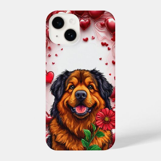 かわいいバレンタインデーの犬 iPhoneケース (裏面)