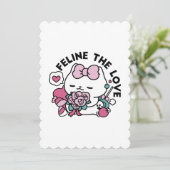 かわいいバレンタインデーの猫デザイン - 愛を感じる猫 シーズンカード (スタンド正面)