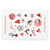 かわいいバレンタインデーの猫漫画 マグネット (横)