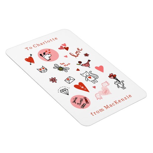 かわいいバレンタインデーの猫漫画 マグネット (右側)