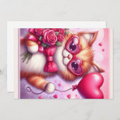 かわいいバレンタインデーの猫/子猫 シーズンカード (正面/裏面)