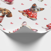 かわいいバレンタインデーの白番 ラッピングペーパー (角)