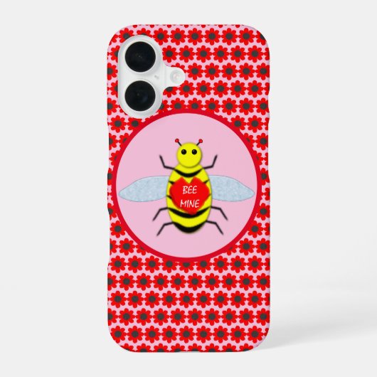 かわいいバレンタインデーの蜂 iPhone 16ケース (裏面)