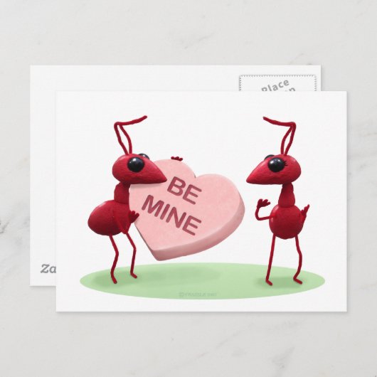 かわいいバレンタインデーの蟻 シーズンポストカード (正面/裏面)