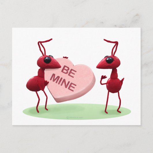 かわいいバレンタインデーの蟻 シーズンポストカード (正面)