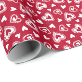 かわいいバレンタインデーの赤いハート柄 ラッピングペーパー (ロールコーナー)
