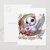 かわいいバレンタインデーの鳩のホリデーポストカード シーズンポストカード (正面/裏面)