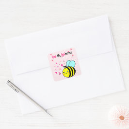 かわいいバレンタインデーのBee My Galentine スクエアステッカー スクエアシール
