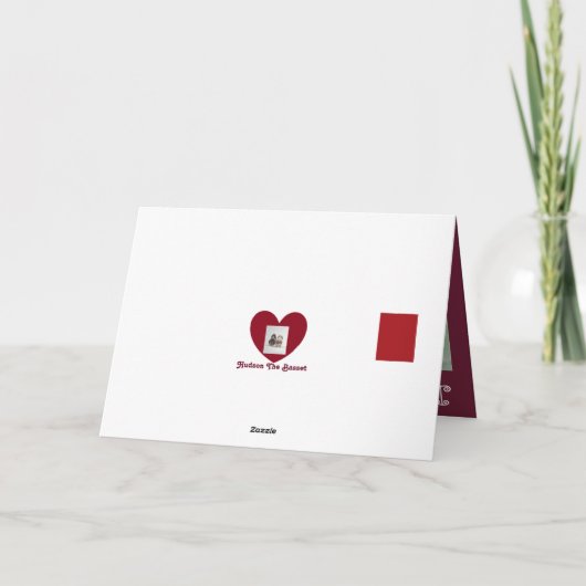 かわいいバレンタインデーカードw/Searchingバセットハウンド シーズンカード (裏面)