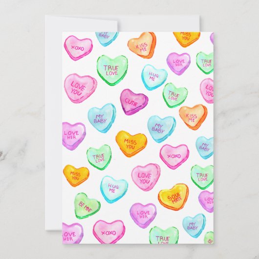 かわいいバレンタインデーキャンディーハートベビーシャワー招待状 招待状 (裏面)