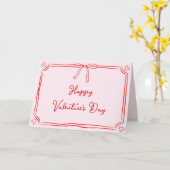 かわいいバレンタインデーコケットボウピンク&レッド カード (黄色い花)