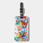 かわいいバレンタインデートテディベアハートキャンディー ラゲッジタグ (正面縦)