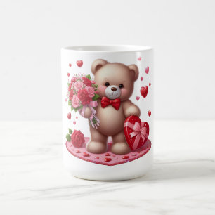 かわいいバレンタインデートテディベア コーヒーマグカップ
