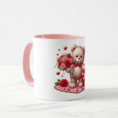 かわいいバレンタインデートテディベア マグカップ (正面左)