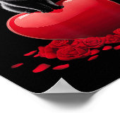 かわいいバレンタインデーハート黒猫ガールズキ ポスター (角)