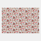 かわいいバレンタインデーパンダのクマの愛のパターン ラッピングペーパーシート (正面2)