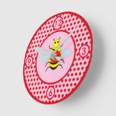 かわいいバレンタインデービー ラウンド壁時計 (傾斜)