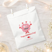 かわいいバレンタインデーピンクのモンスターハート フェイバーバッグ (クリップ留めされた状態)