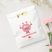 かわいいバレンタインデーピンクのモンスターハート フェイバーバッグ (封をした状態)