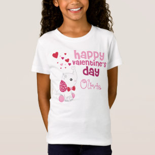 かわいいバレンタインデーピンク象カスタム象キッズ Tシャツ