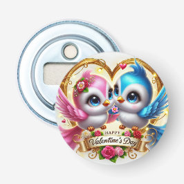 かわいいバレンタインデーラブバードバッジボトルオープナー 栓抜き