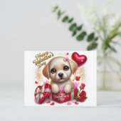 かわいいバレンタインデーラブラドールドッグホリディハガキ シーズンポストカード (スタンド正面)