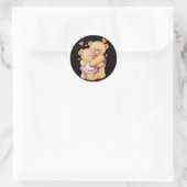 かわいいバレンタインデー抱きしめテディベア ラウンドシール (バッグ)