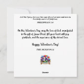 かわいいバレンタインデー水彩マウスピンクの花 シーズンカード (裏面)