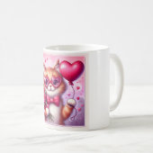 かわいいバレンタインデー猫/子猫 コーヒーマグカップ (正面右)
