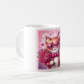かわいいバレンタインデー猫/子猫 コーヒーマグカップ (正面左)