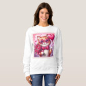 かわいいバレンタインデー猫/子猫 スウェットシャツ (正面フル)