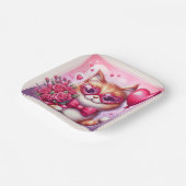 かわいいバレンタインデー猫/子猫 ペーパープレート (傾斜あり)