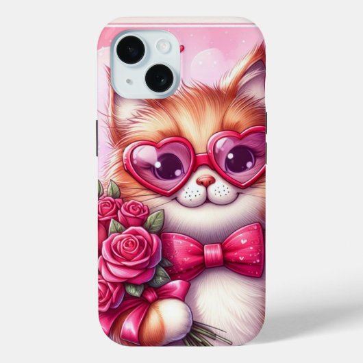 かわいいバレンタインデー猫/子猫 Case-Mate iPhoneケース (裏面)