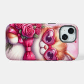 かわいいバレンタインデー猫/子猫 iPhone 15ケース (裏面横)